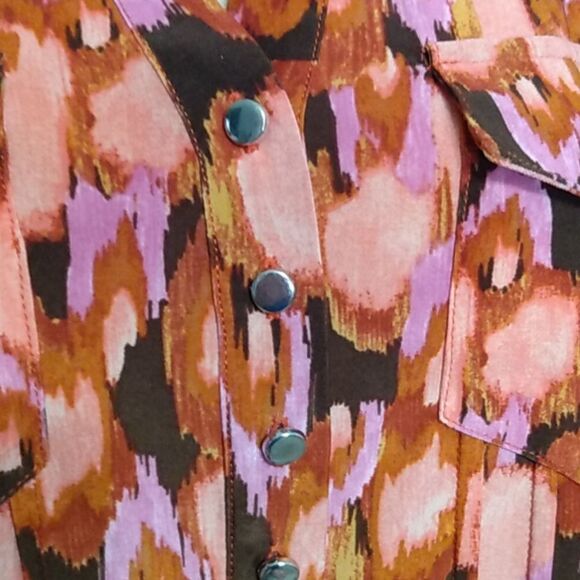 Ava & Grace Orange and Brown Sleeveless Top W/ Chest Pockets - Picture 4 of 13